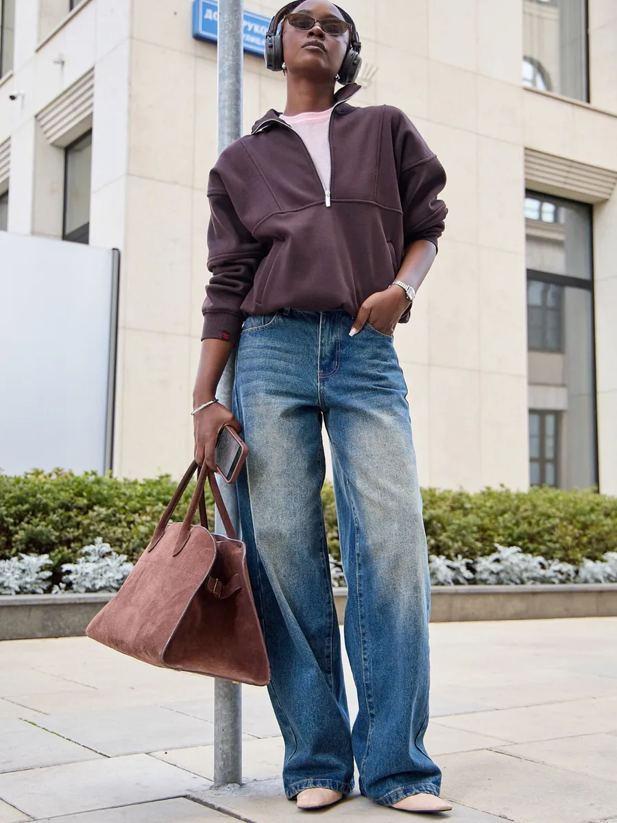 Джинсы прямые широкие багги