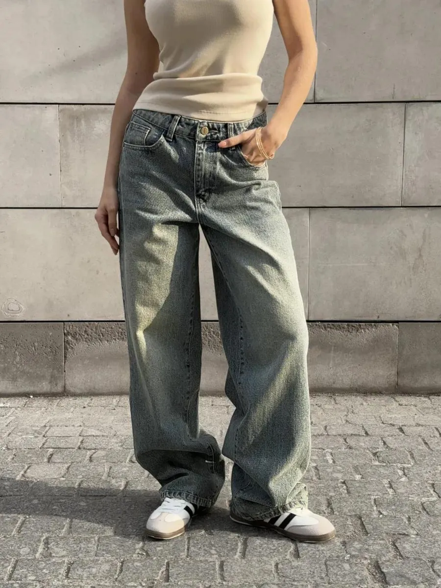 Джинсы прямые широкие багги