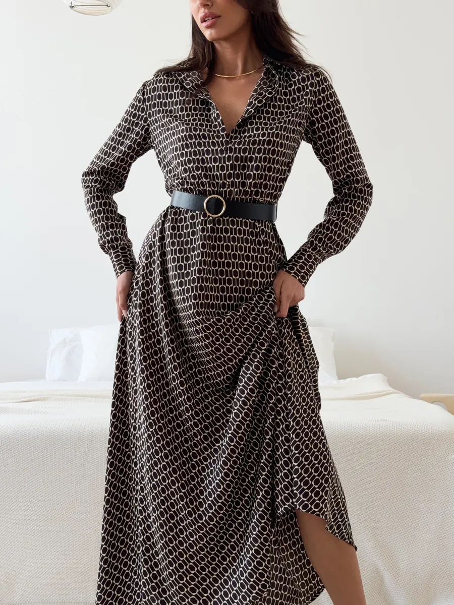 Платье длинное осеннее с ремнем