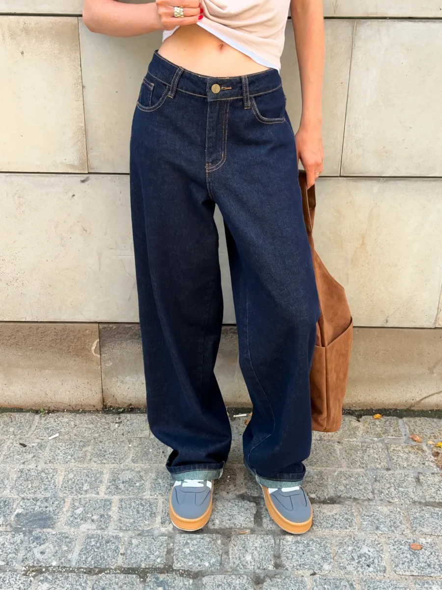 Джинсы прямые широкие багги