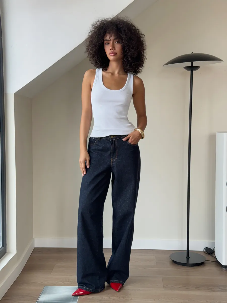 Джинсы прямые широкие багги