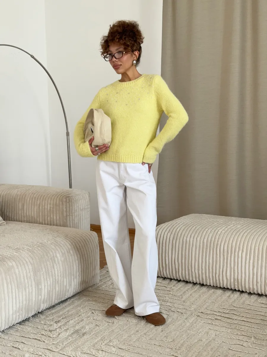 Свитер вязаный пушистый шерстяной