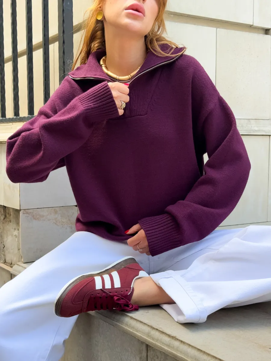 Свитер оверсайз с горлом на молнии