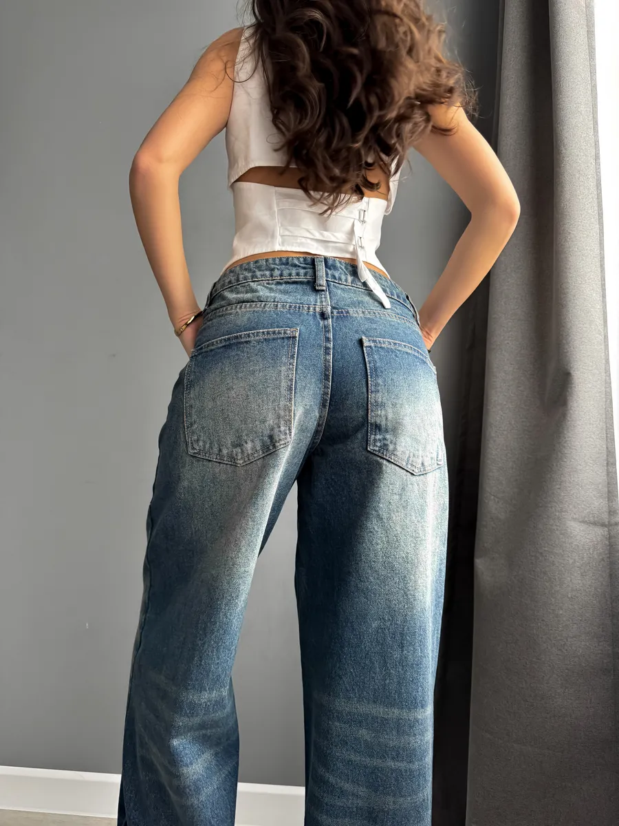 Джинсы прямые широкие багги