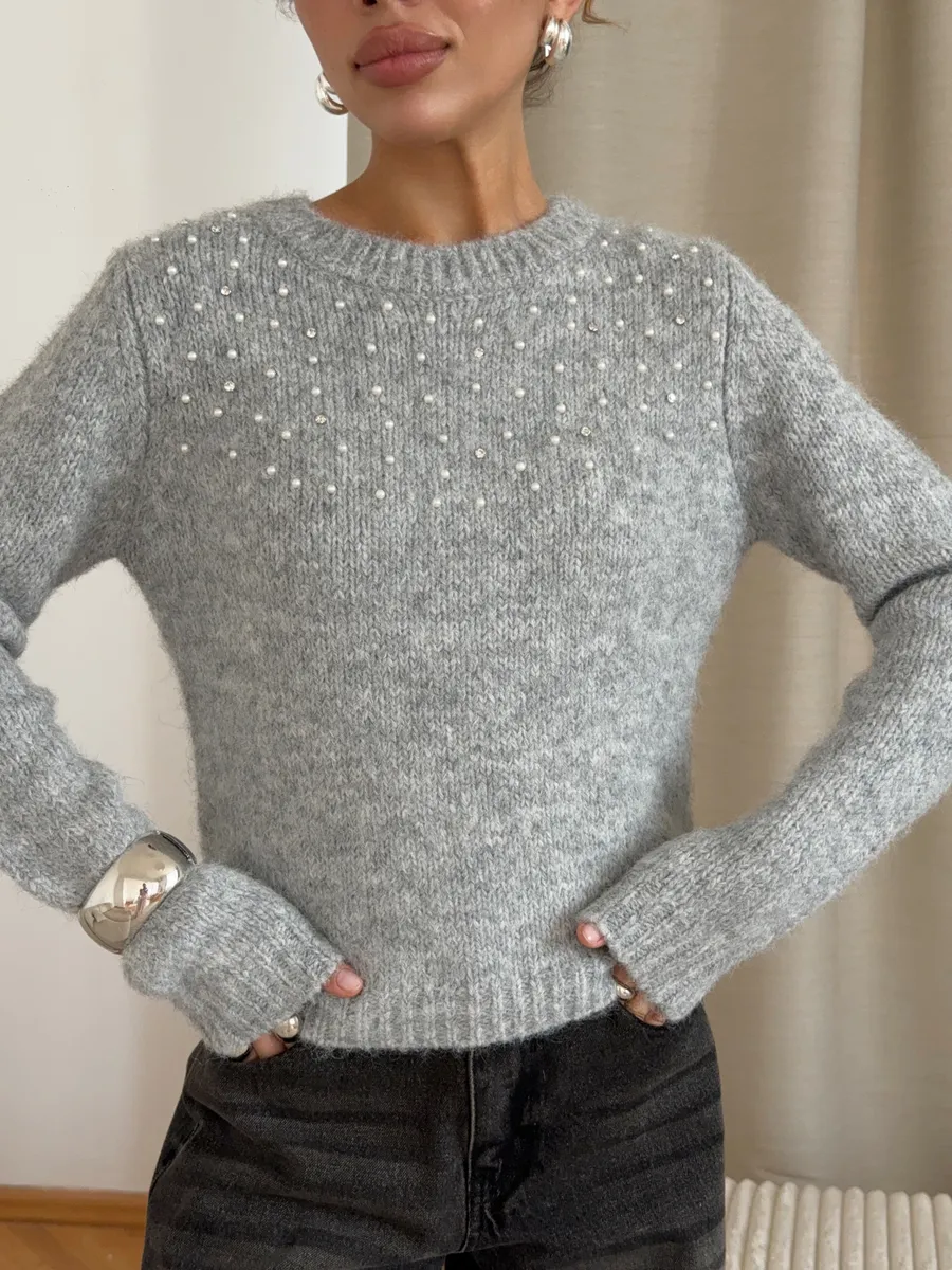 Свитер вязаный пушистый шерстяной