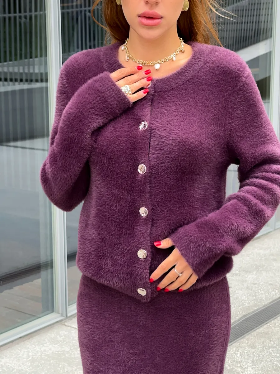 Костюм вязаный c кардиганом и юбкой