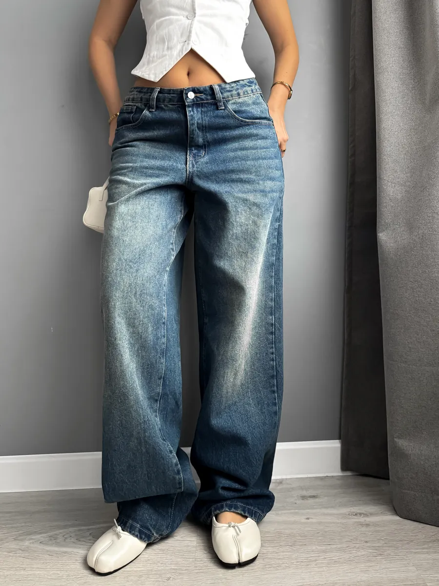 Джинсы прямые широкие багги