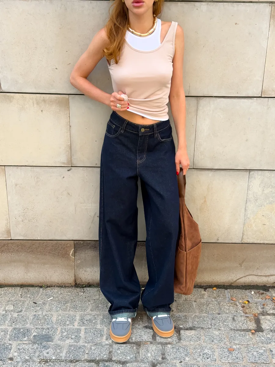 Джинсы прямые широкие багги