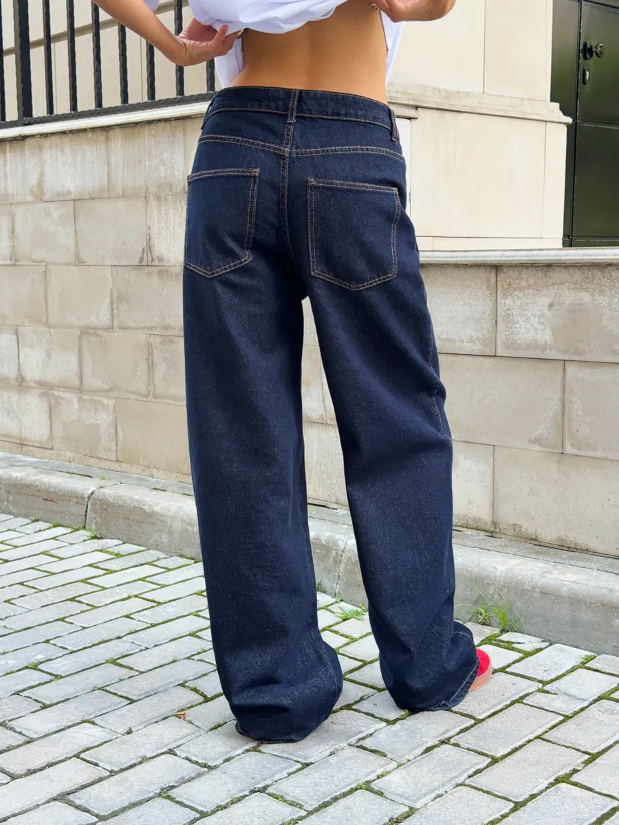 Джинсы прямые широкие багги