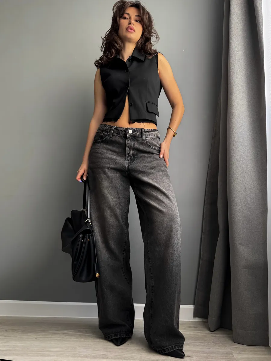 Джинсы прямые широкие багги