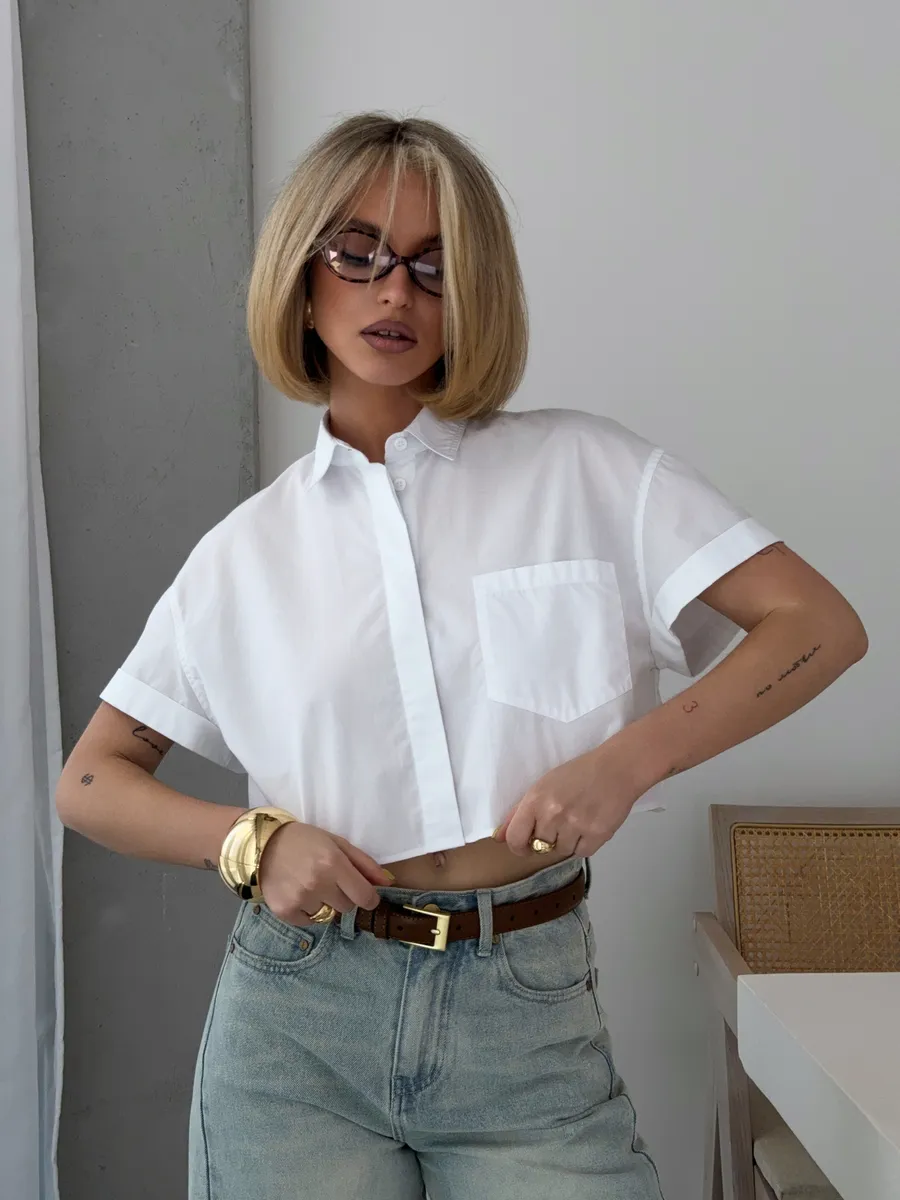 Рубашка укороченная с коротким рукавом