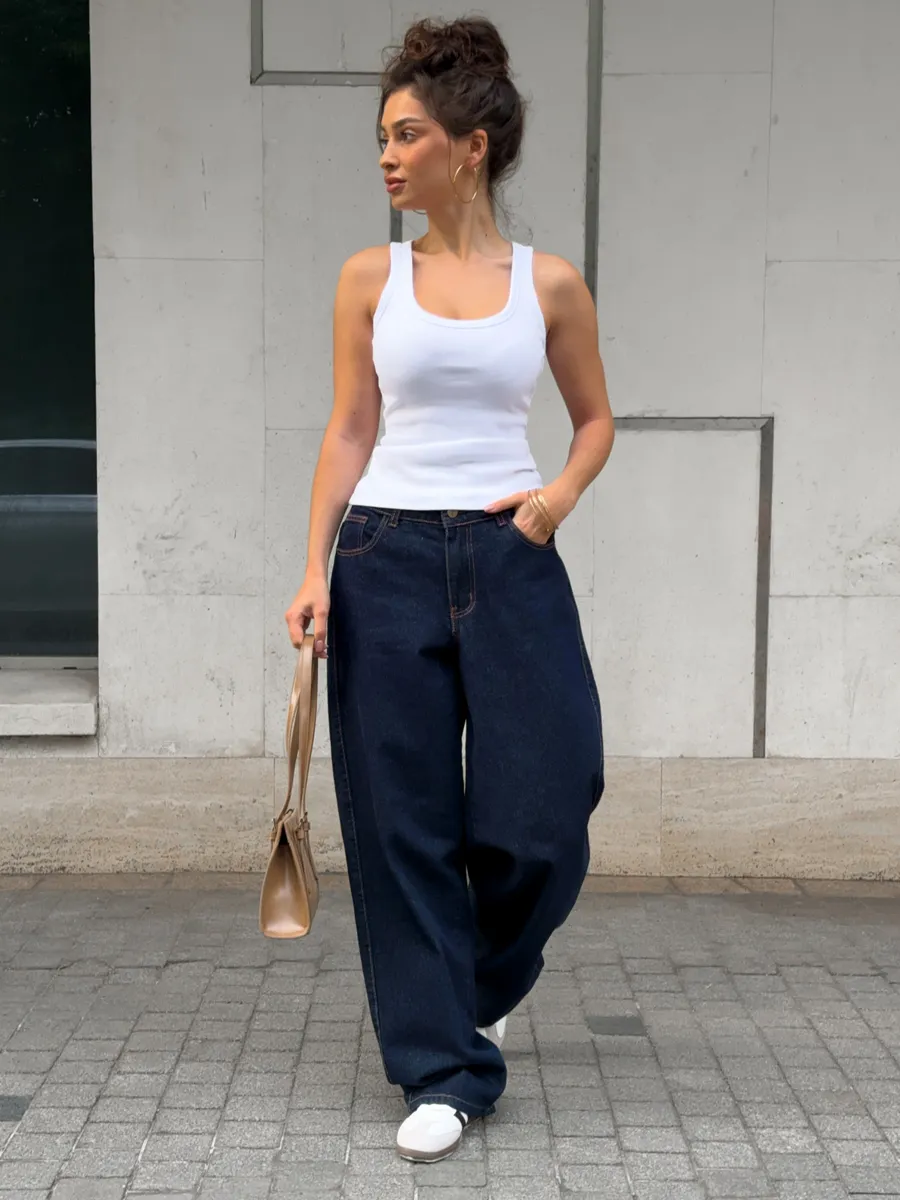 Джинсы прямые широкие багги