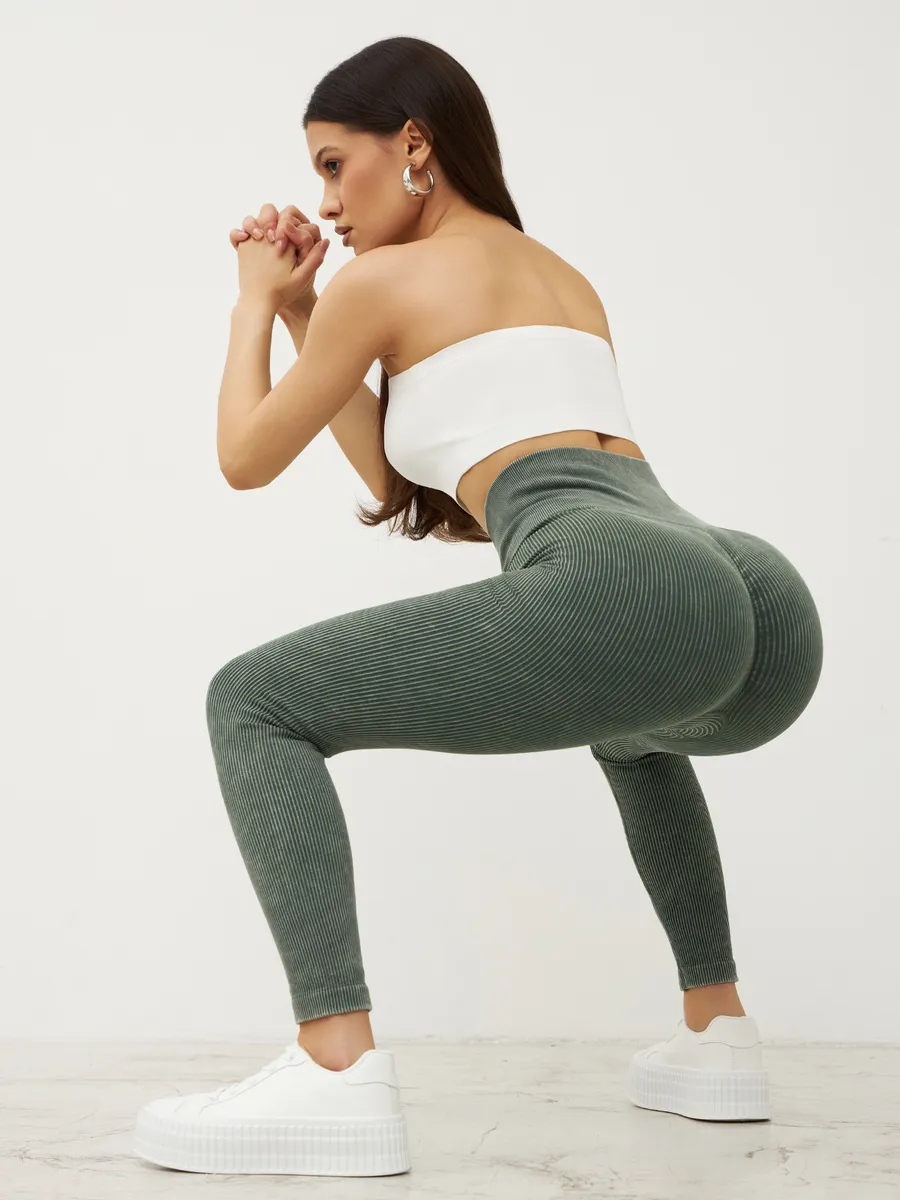 Лосины в рубчик леггинсы спортивные