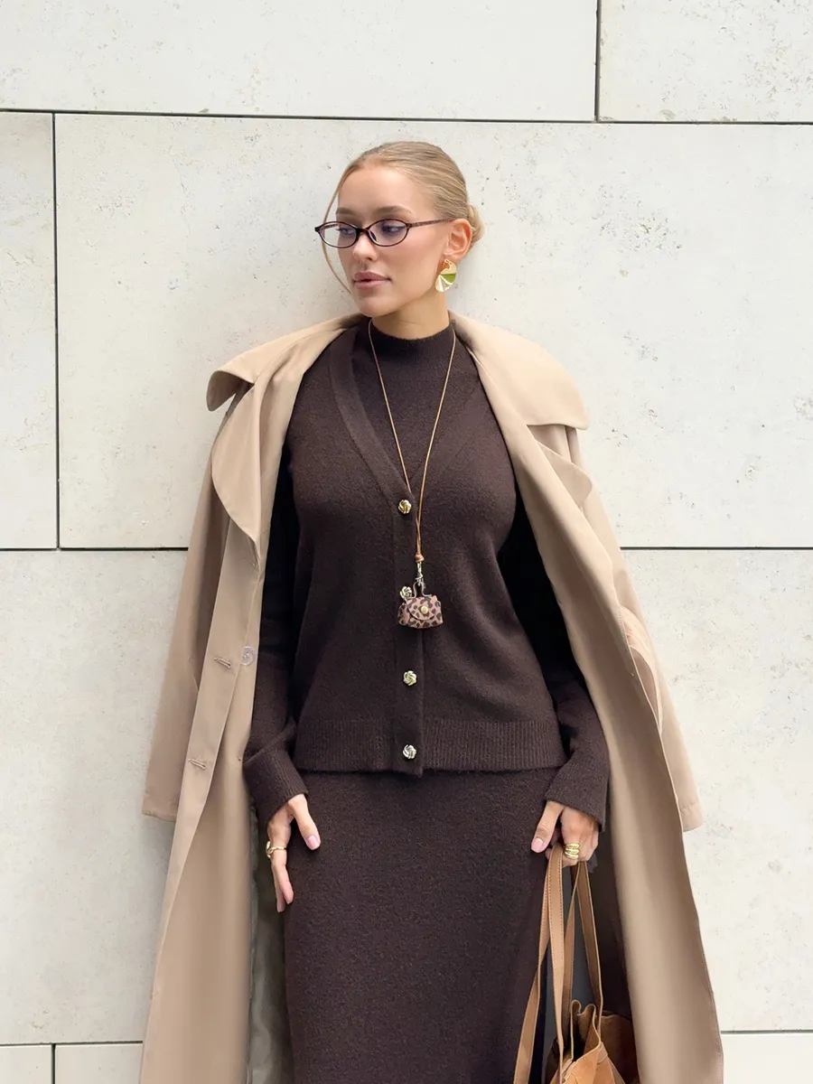 Костюм вязаный платье с кардиганом