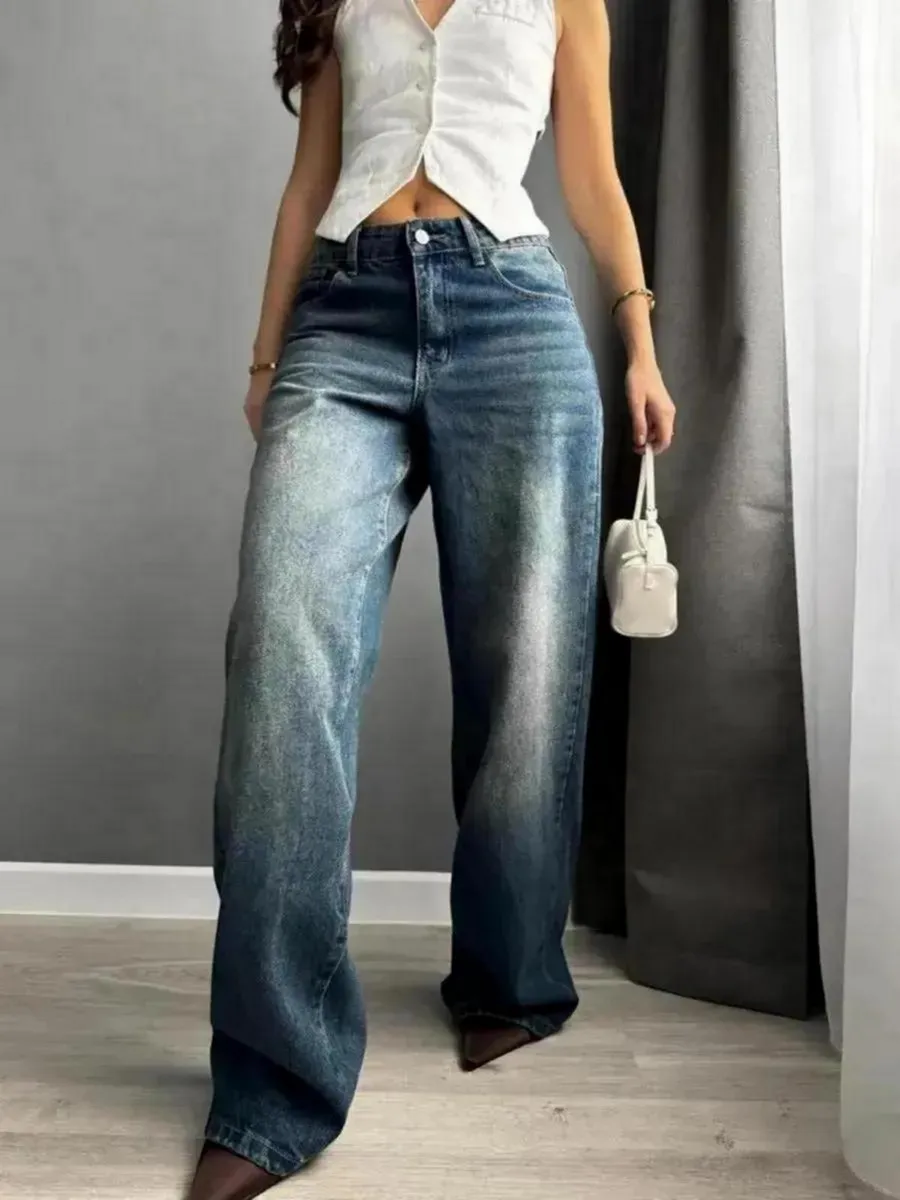 Джинсы прямые широкие багги