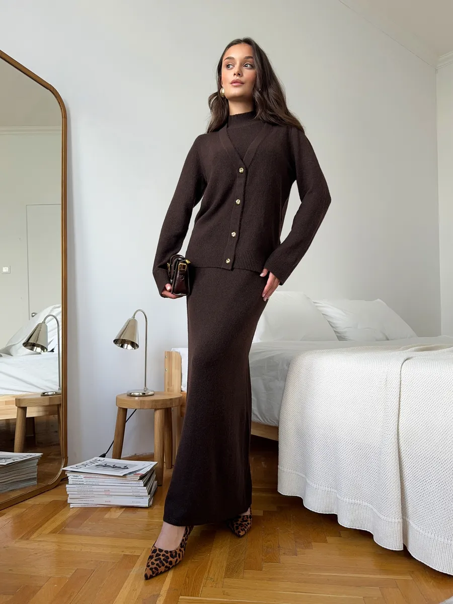 Костюм вязаный платье с кардиганом