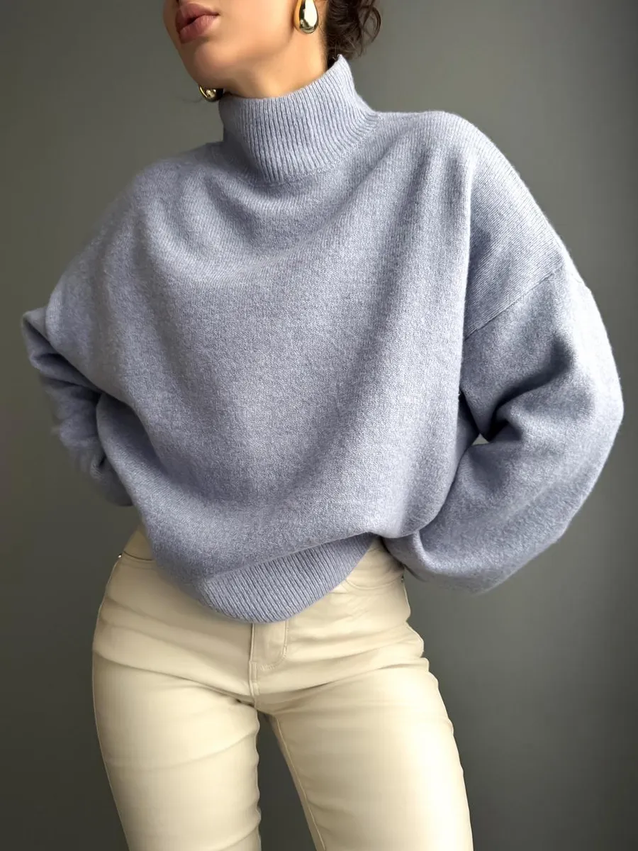 Свитер оверсайз укороченный с горлом Амаретто