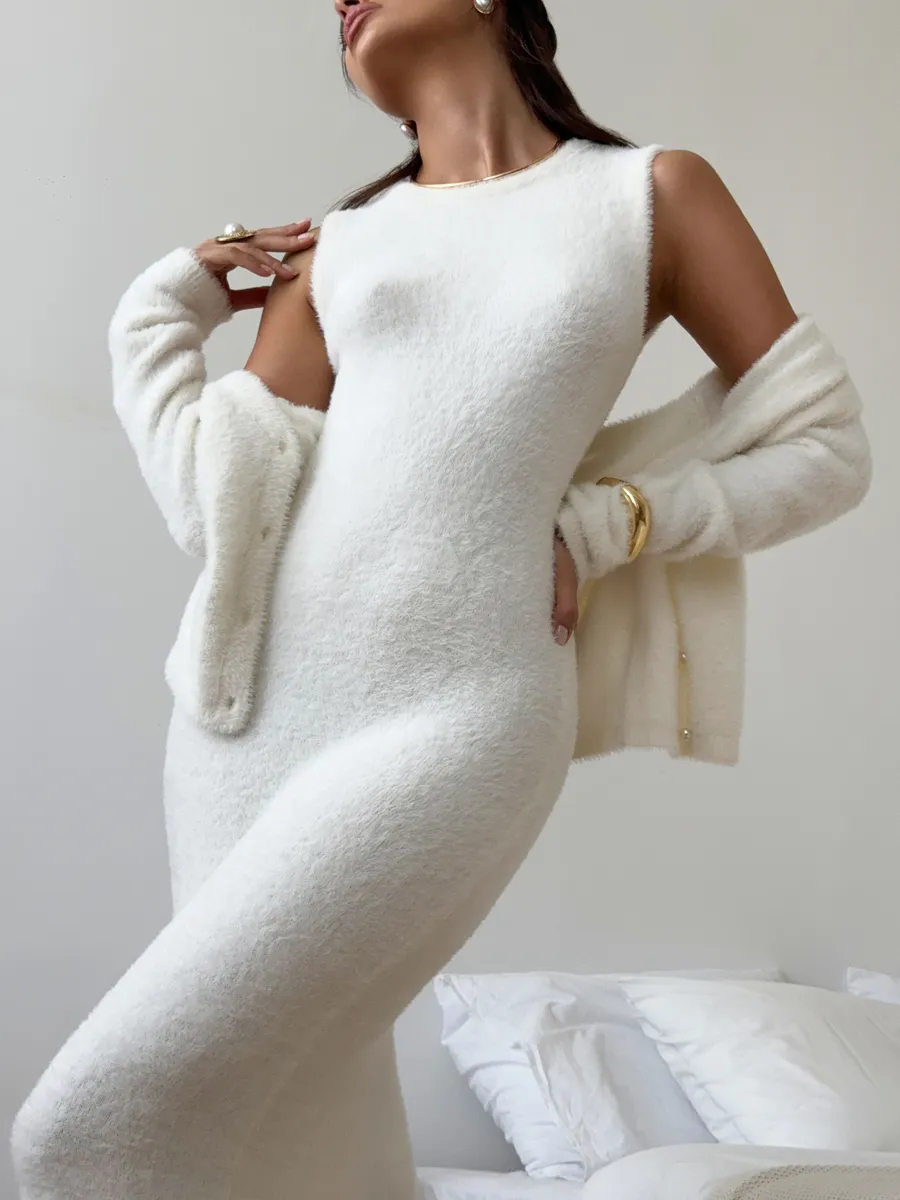 Костюм вязаный платье с кардиганом