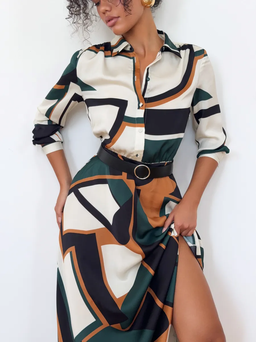 Платье длинное осеннее с ремнем