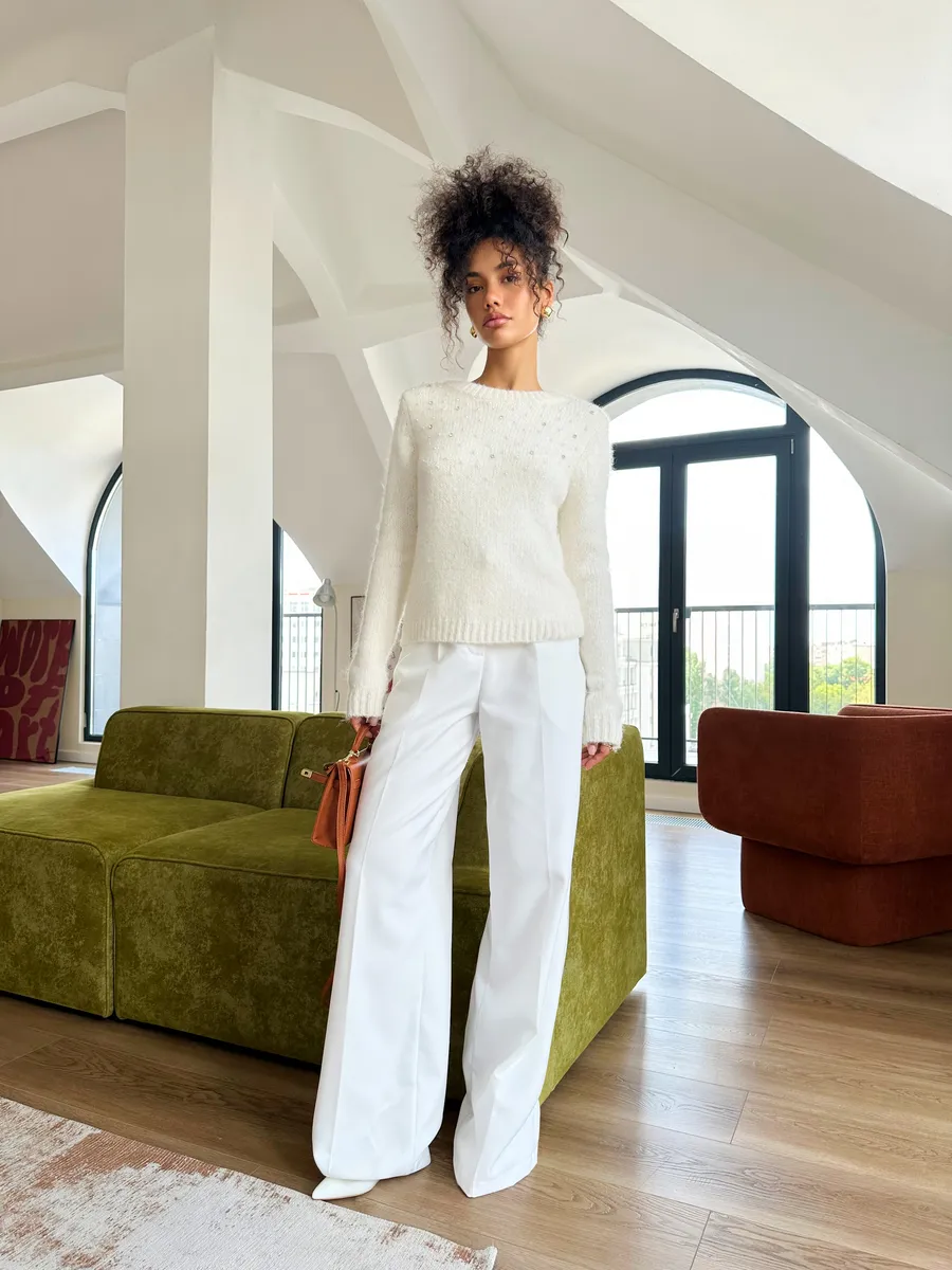 Свитер вязаный пушистый шерстяной