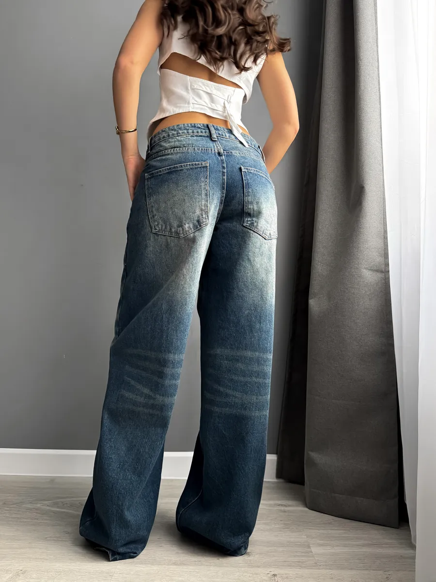 Джинсы прямые широкие багги