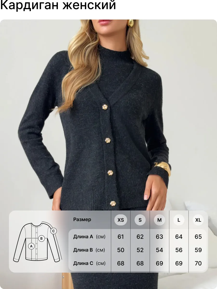 Костюм вязаный платье с кардиганом