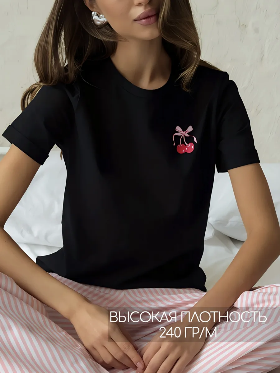 Футболка с принтом базовая хлопок Амабель