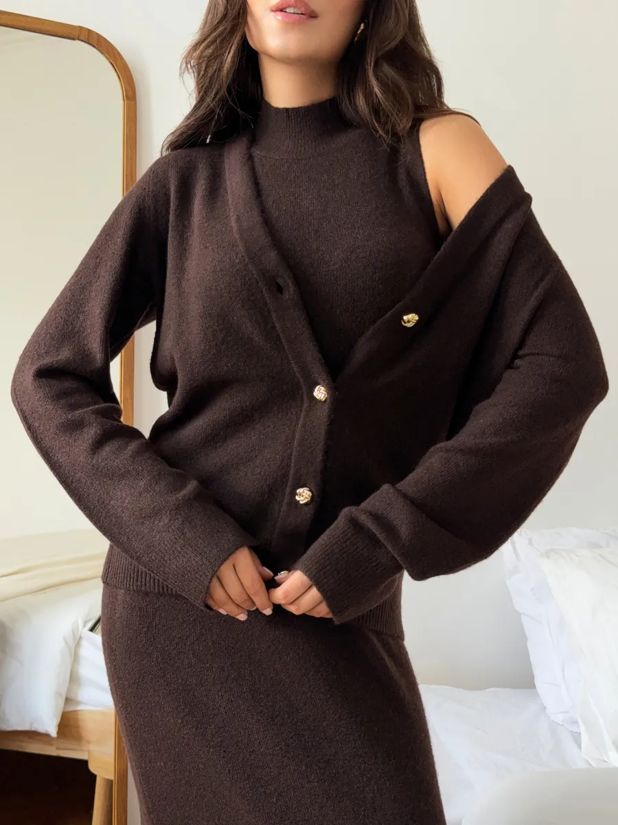 Костюм вязаный платье с кардиганом