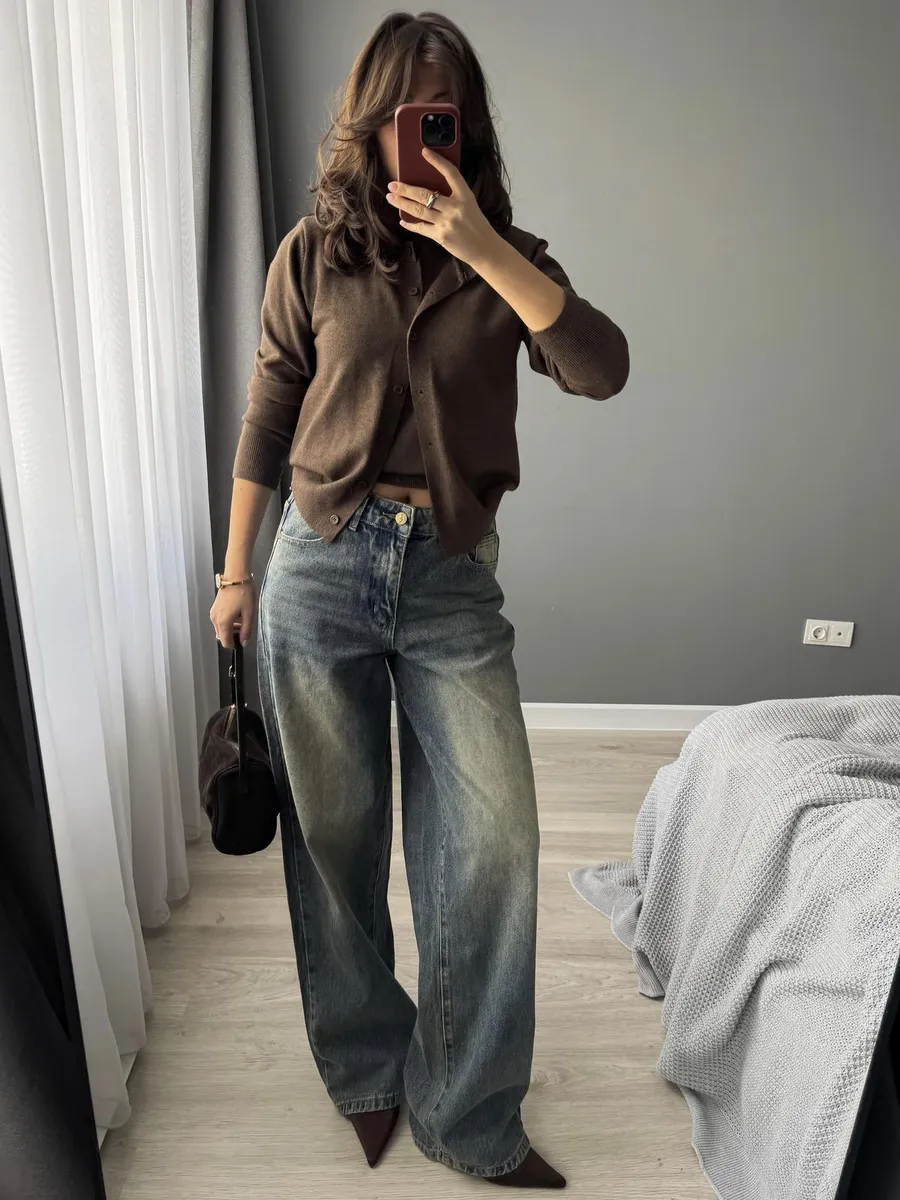 Джинсы прямые широкие багги