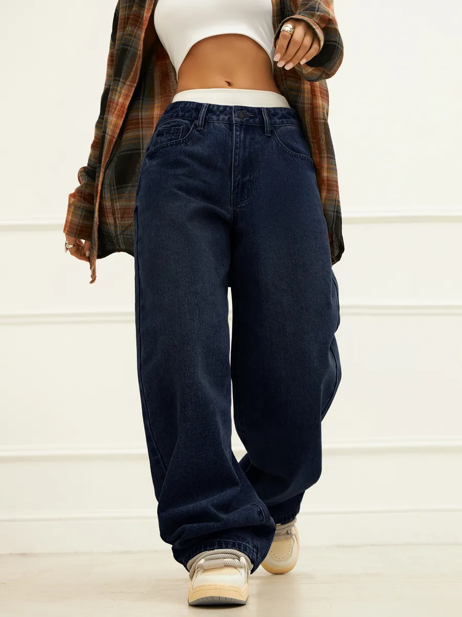 Джинсы прямые широкие багги