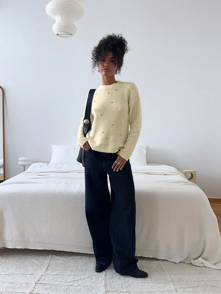 Джемпер вязаный пушистый шерстяной