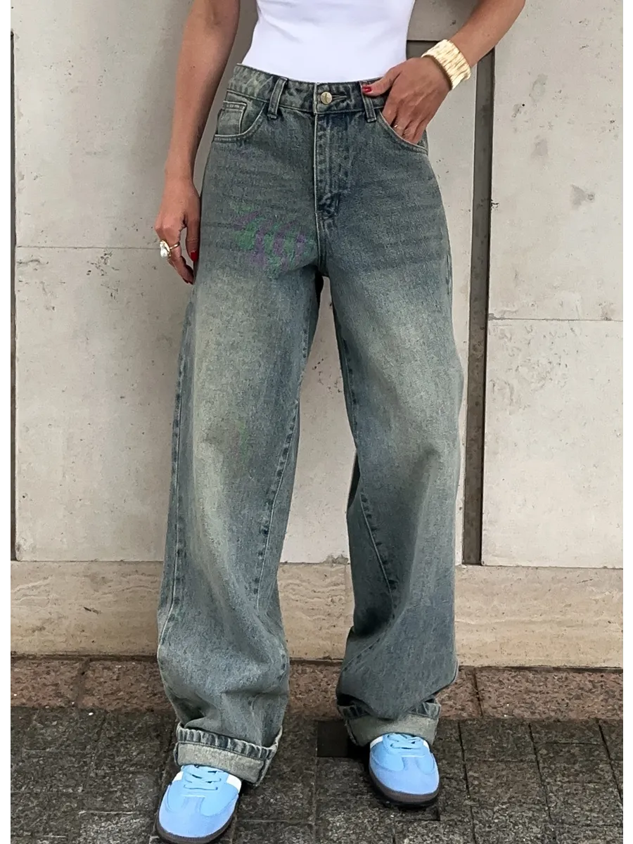 Джинсы прямые широкие багги