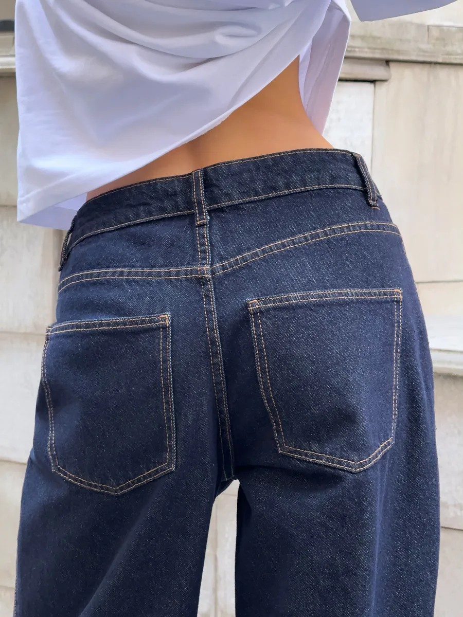 Джинсы прямые широкие багги