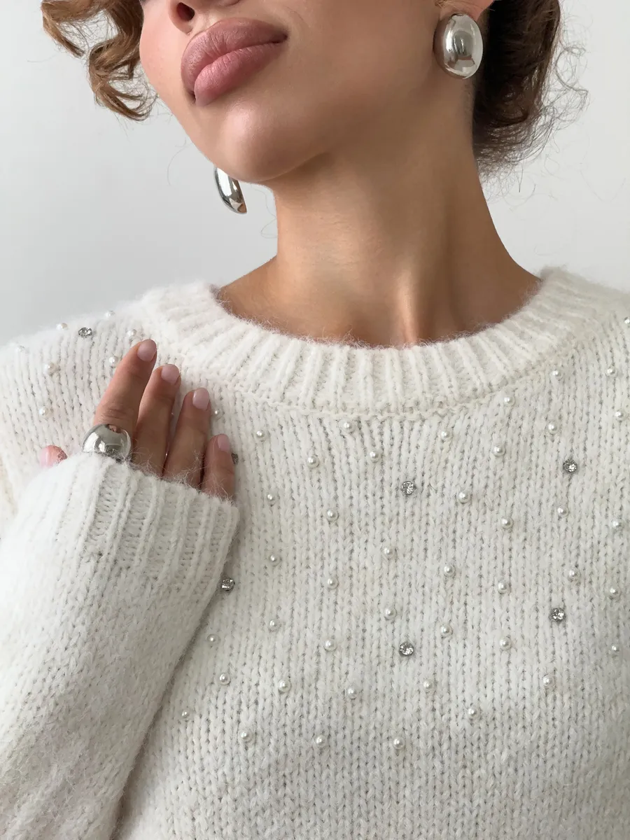 Свитер вязаный пушистый шерстяной