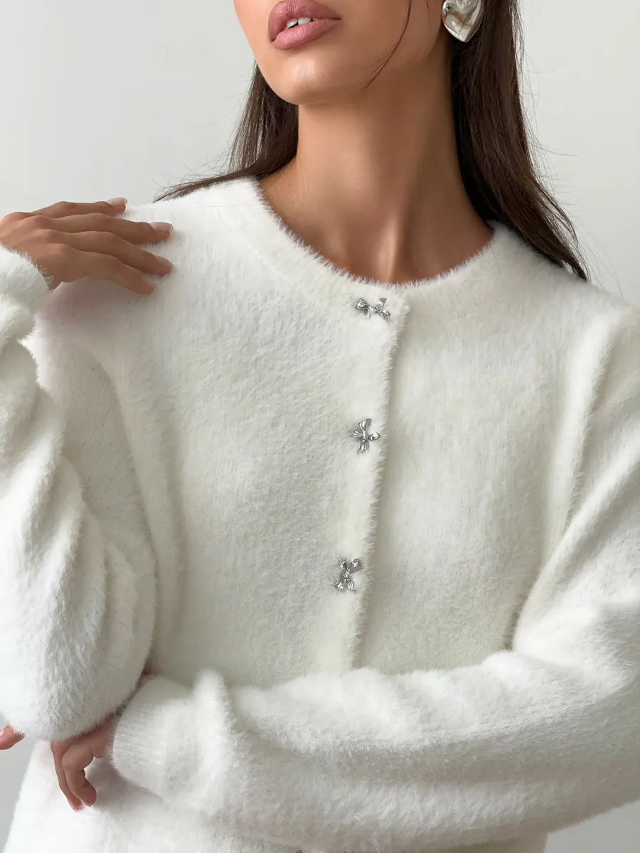 Костюм вязаный c кардиганом и юбкой