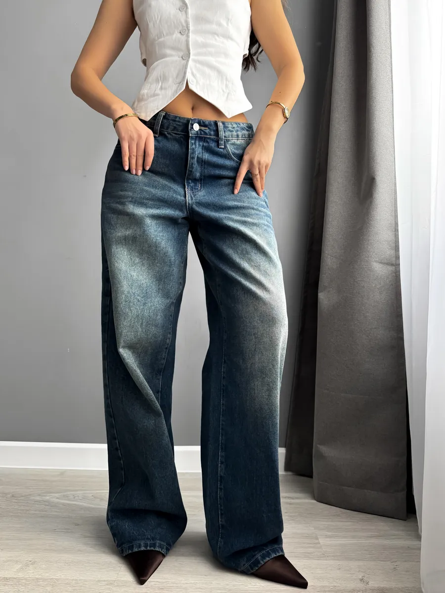 Джинсы прямые широкие багги