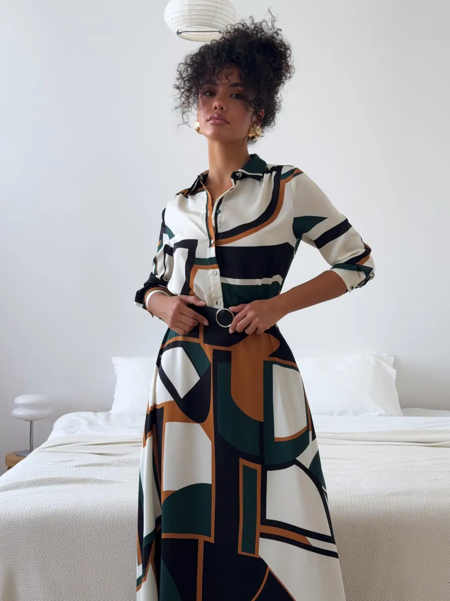 Платье длинное осеннее с ремнем