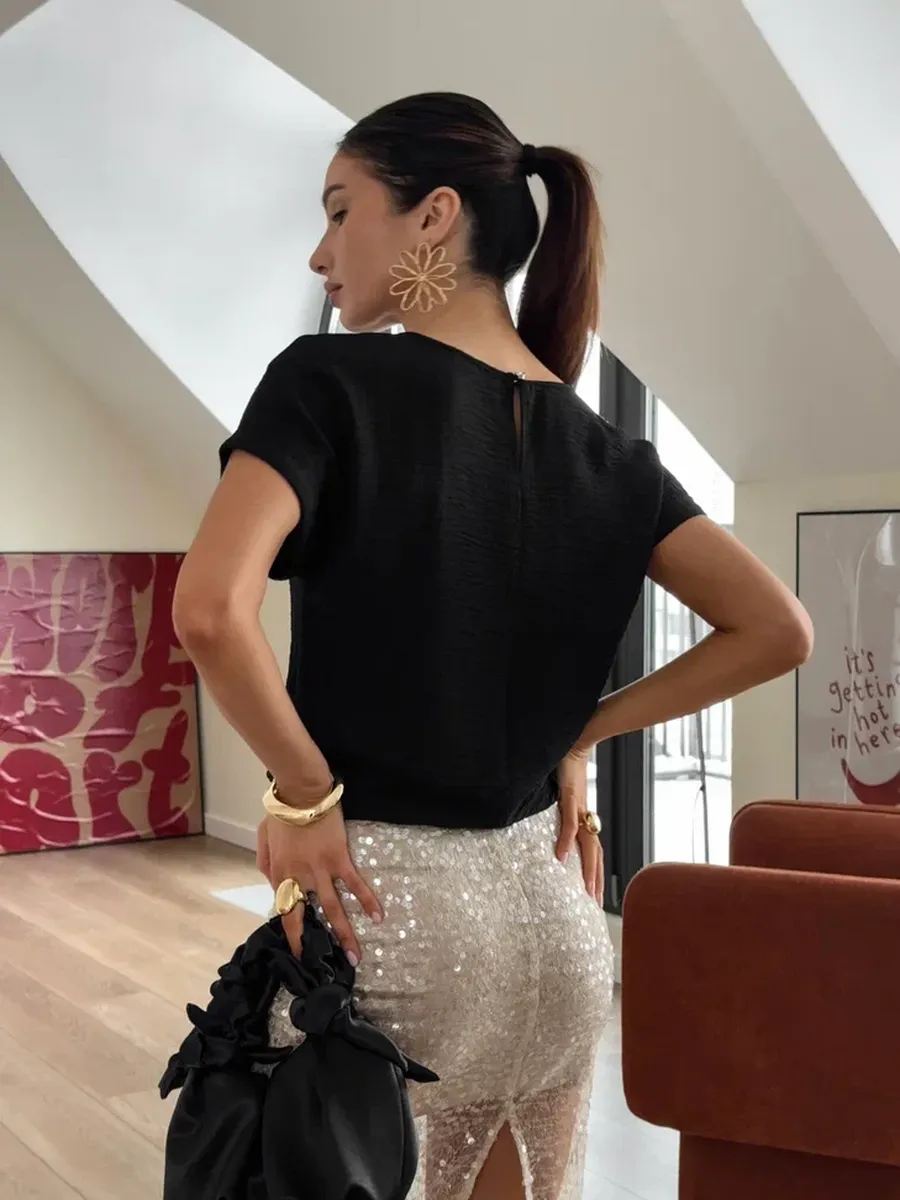 Блузка офисная с коротким рукавом Элиза