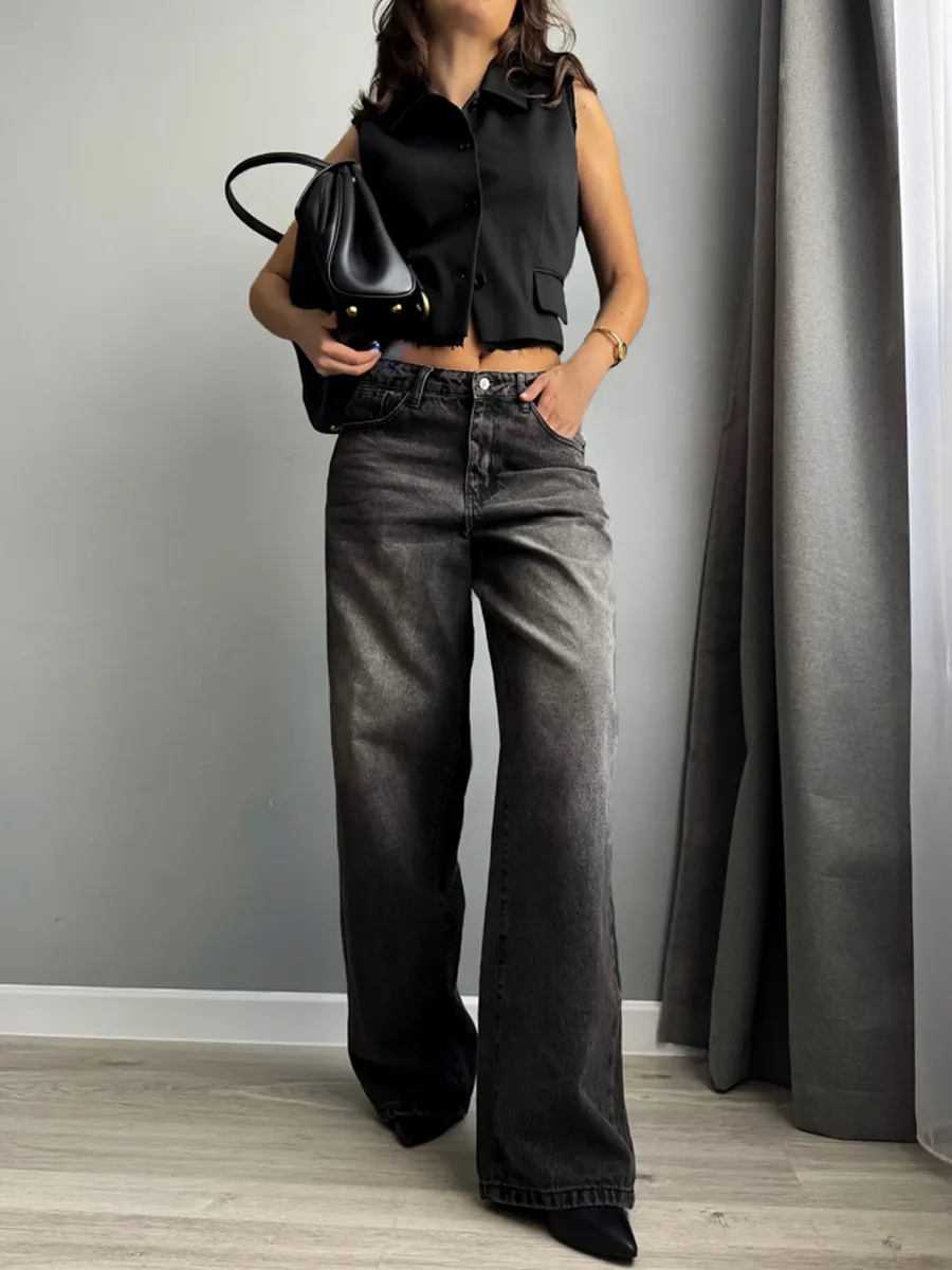 Джинсы прямые широкие багги