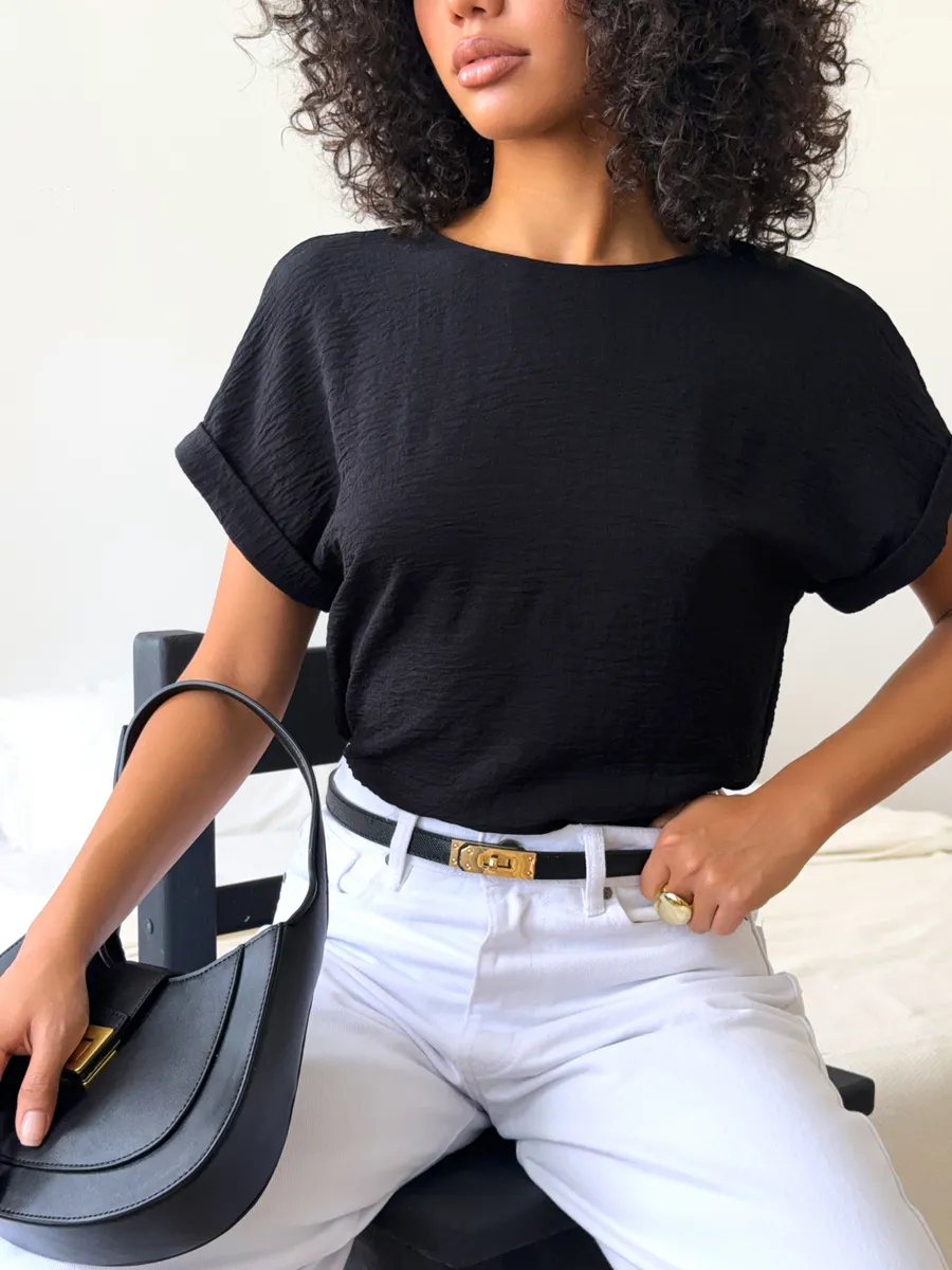 Блузка офисная с коротким рукавом Элиза