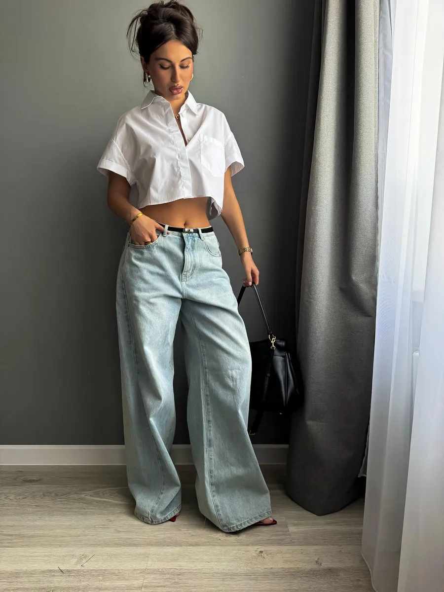 Рубашка укороченная с коротким рукавом