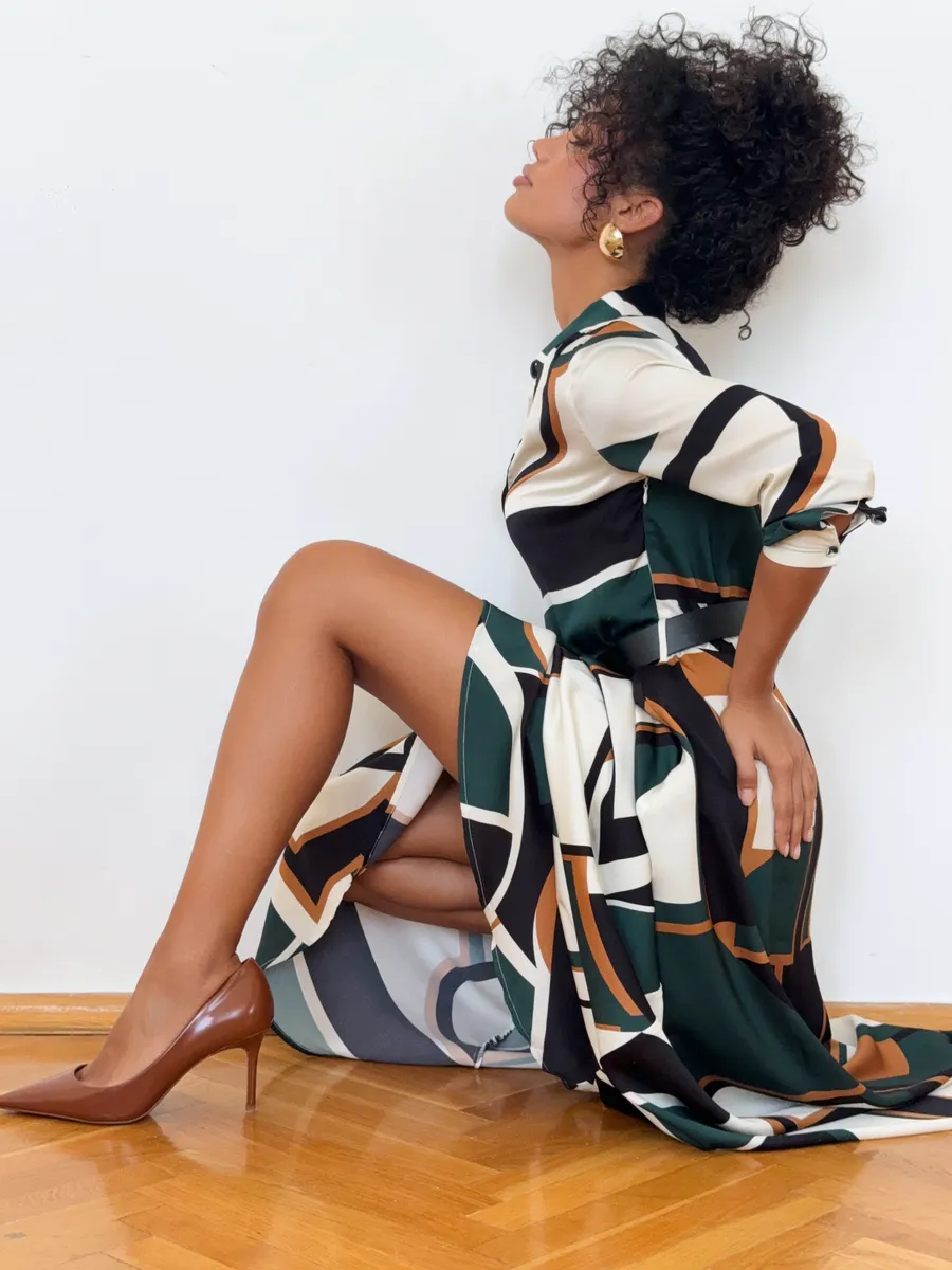 Платье длинное осеннее с ремнем