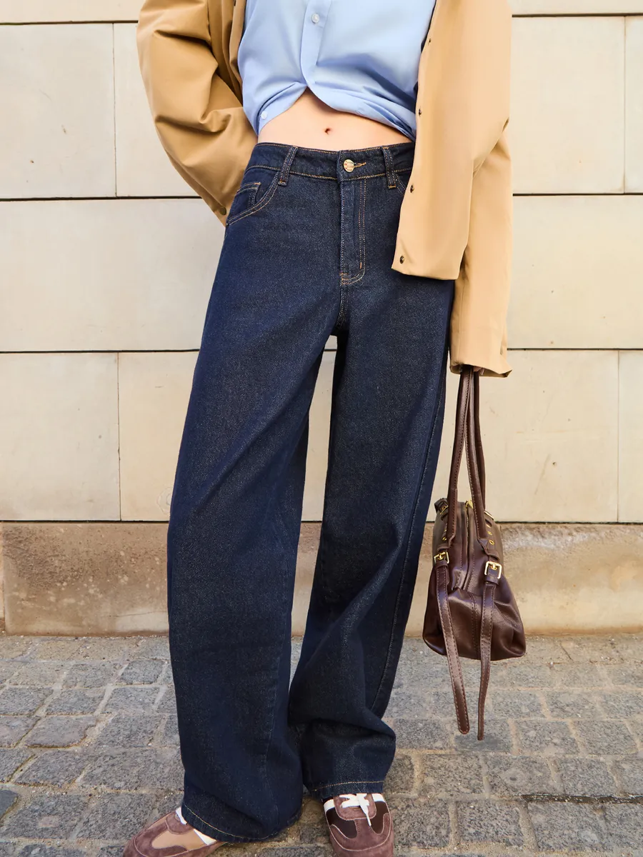 Джинсы прямые широкие багги