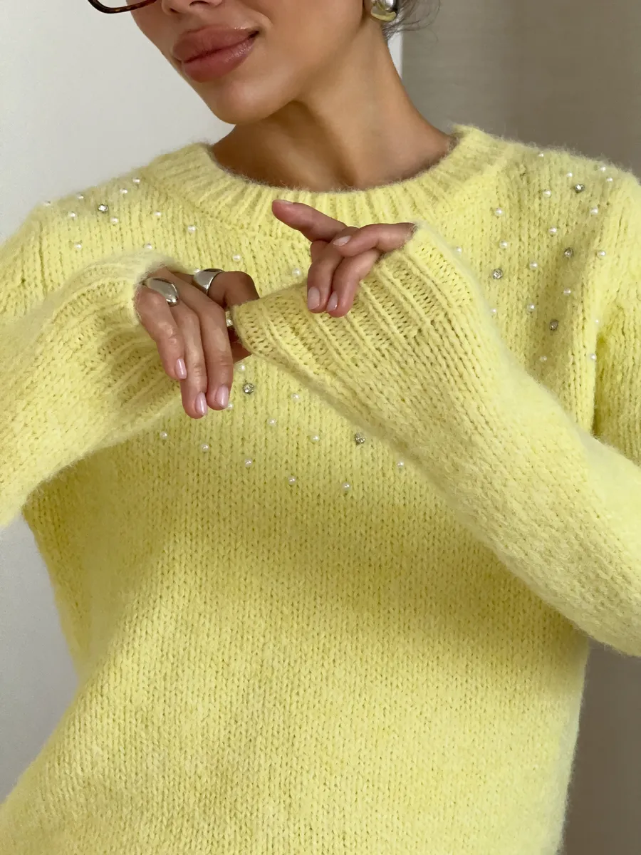 Свитер вязаный пушистый шерстяной