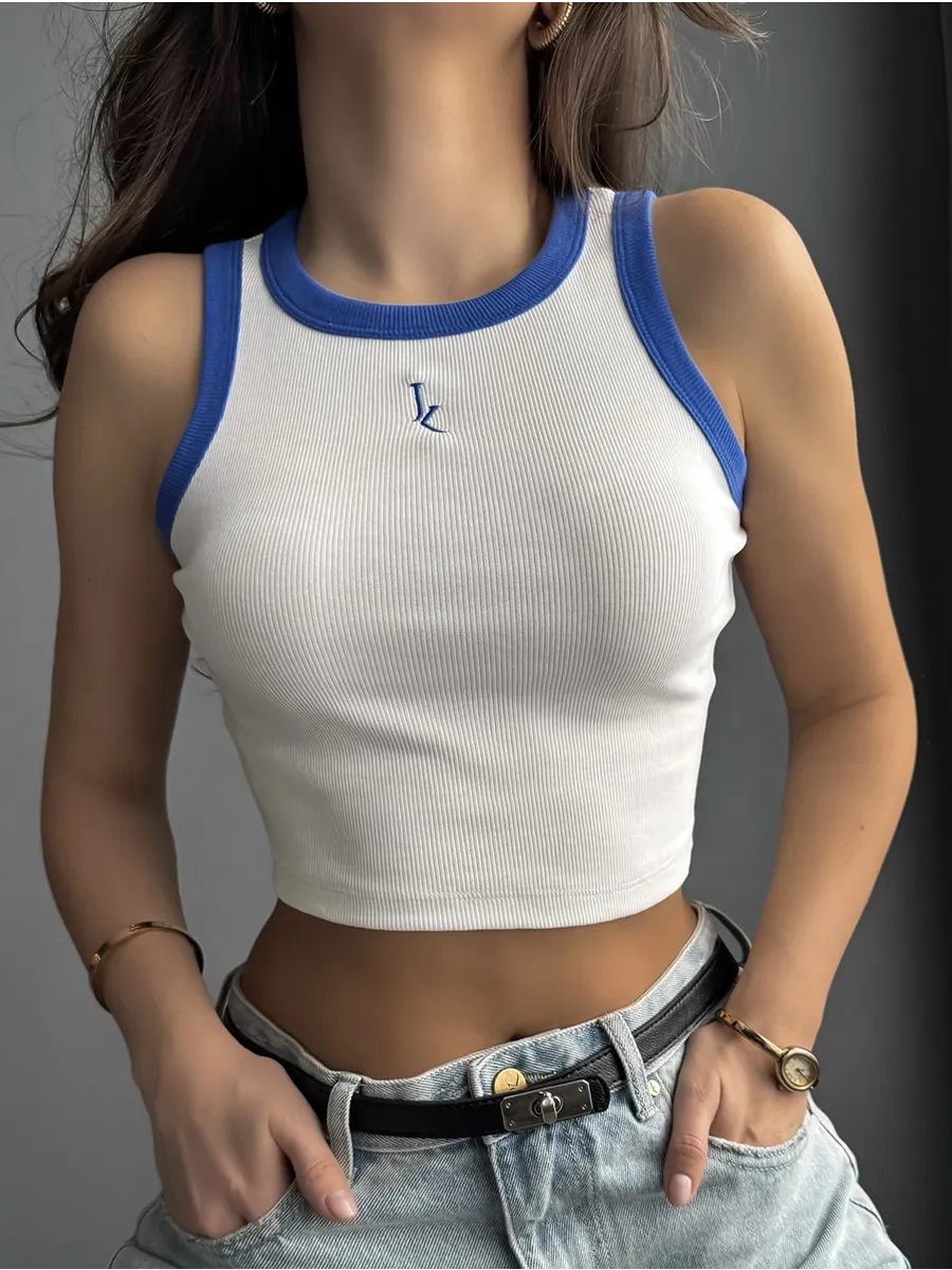 Кроп топ майка в рубчик укороченная