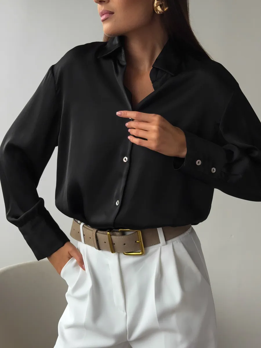 Рубашка шелковая оверсайз атласная