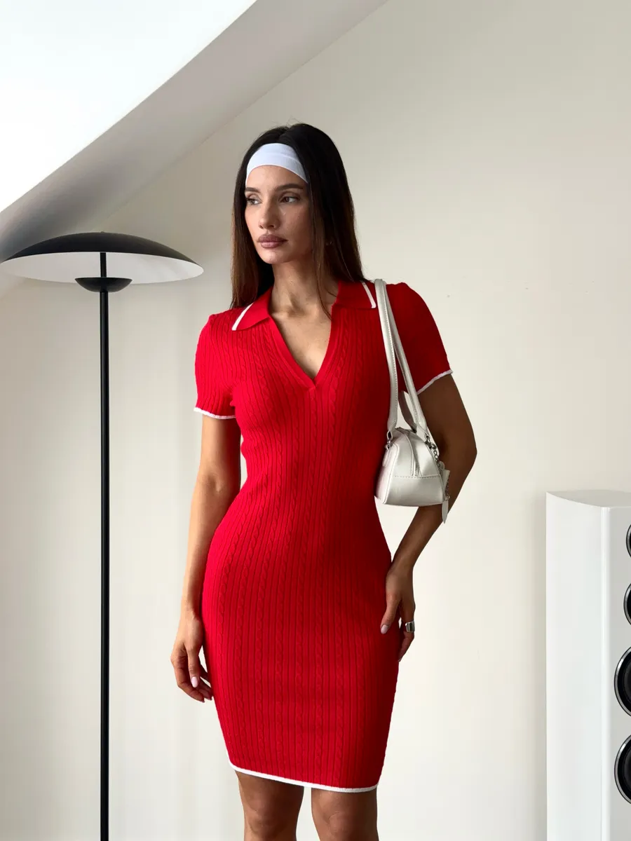 Платье поло летнее вязаное лапша Ирис