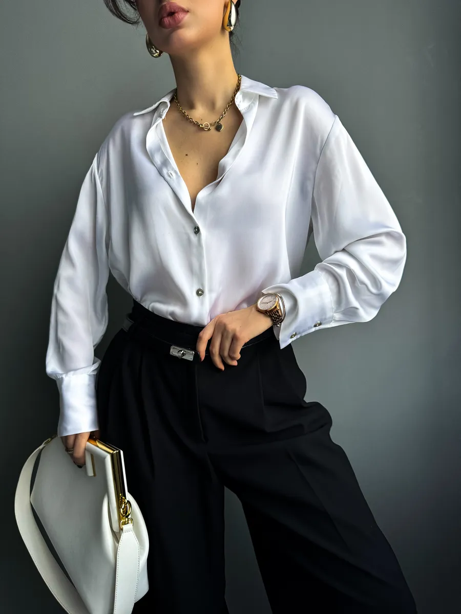 Рубашка шелковая оверсайз школьная