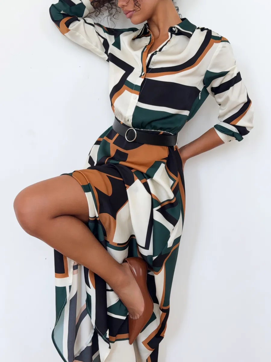 Платье длинное осеннее с ремнем