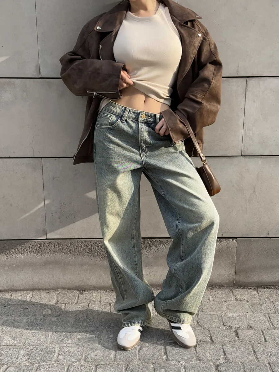 Джинсы прямые широкие багги